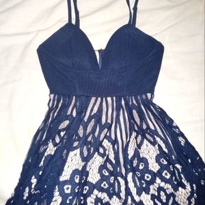 Gorgeous Lace Navy Romper (XS/S)